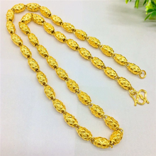 Men Necklaces Real 24K Gold Plated Jewelry Geometric Olive Beaded Chain for Wedding Anniversary Jewelry Boyfriend Birthday Gifts 2024 - buy cheap