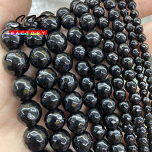 Faceted Natural Black Agates Onyx Beads Round Loose Spacer Stone Beads  4 6 8 10 12mm For Jewelry Making DIY Bracelet 15''strand 2024 - buy cheap