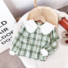 Gooporson Fall Plaid Long Sleeve Shirt Lace Collar Cute Toddler Girls Blouse Autumn Fashion Korean Tops Little Children Shirts 2024 - buy cheap
