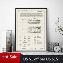 WWII Print Tank Patent German Military Posters Blueprint Art tank Canvas Painting Wall Picture Home Room Decor Wall Decor 2024 - buy cheap