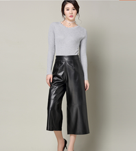Meshare feminina nova moda genuína calças de couro de ovelha real o1 2024 - compre barato