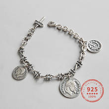 925 Sterling Silver Bracelet Retro Man Avatar Coin Tag Chain Bracelet Fine Jewelry for Female WDB047 2024 - buy cheap