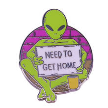Broche de esmalte alienígena precisa obter broche de desenho animado para casa com copo de tijolos, broche de parede 2024 - compre barato