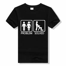 Problem Solved T Shirt Funny Humor Spoof Inspired Design Short Sleeved 100%Cotton Breathable O-Neck Fashion Tees Top 2024 - buy cheap