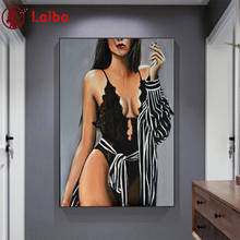 Diamond Embroidery Sexy woman smoking Full Square round Diamond Mosaic Rhinestones Art Painting Cross Stitch Wall Decor 2024 - buy cheap