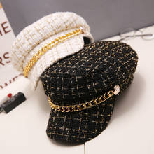 Sombrero plano para mujer, gorra militar octogonal de lino, de Color sólido, para estudiantes jóvenes 2024 - compra barato