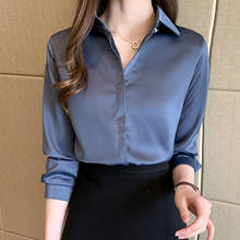 Solid Satin Women Blouses And Shirts Long Sleeve Office OL Tops Women Casual Female Clothing Blusas Mujer De Moda 2022 2024 - buy cheap