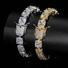 7"-9" Hip Hop 1 Row Square CZ Stone Paved Bling Iced Out Tennis Link Chain Bracelets For Men Women Rapper Jewelry Drop Shipping 2024 - buy cheap