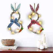 2021 New Easter Wreath Hang Decoration LED Lights Wreath Rattan Circle Door Home Decoration 2024 - buy cheap