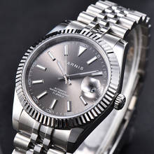Reloj Automático PARNIS Miyota 39,5 para hombre, cronógrafo con fecha luminosa, esfera gris, 8215mm 2024 - compra barato
