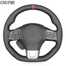 Hand-Stitched Black Genuine Leather Suede Soft Car Steering Wheel Cover For Subaru WRX (STI) Levorg 2015 2016 2017 2018 2019 2024 - buy cheap