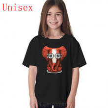 Camiseta con estampado de elefante con gafas y bandera de Suiza para niñas, ropa bonita y popular, de verano 2024 - compra barato