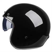 Capacete preto aberto para motocicleta, capacete vintage com viseira interna vintage retrô para moto 3/4 2024 - compre barato