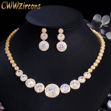 CWWZircons Gorgeous African Cubic Zirconia Luxury Dubai Arab Gold Color Filled Wedding Necklace Earrings Jewelry Sets T319 2024 - buy cheap