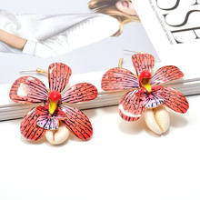 ZA Colorful Flower-Shaped Hanging Shells Dangle Drop Earrings Oil Fine Jewelry Accessories Wholesale Pendientes Bijoux For Women 2024 - buy cheap