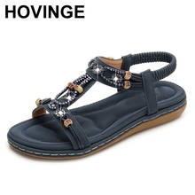 HOVINGE Glglgege Summer New Sweet String Bead Floral Bohemia Casual Women Sandals Comfort Soft Bottom Women Shoes 2024 - buy cheap