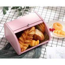 Pink Creative Storage Box Kitchen Tools Breadbasket Stainless Steel Box Home Metal Bread Box Kitchen Storage with Roll Top 2024 - buy cheap