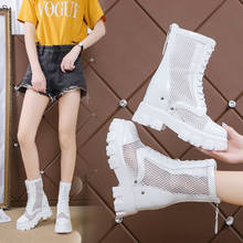 Height Increased Girl 2021 Summer Cool Boots Women Hollow Soft Shoes Ankle Boots For Women White Black Women Summer Boots Muje 2024 - buy cheap