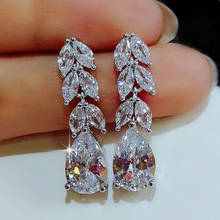 Huitan Women Drop Earring Wedding Band Jewelry Leave&Water Drop Shape Earring AAA Cubic Zirconia New Fashion Bridal Accessories 2024 - buy cheap