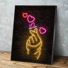 Quadros de parede luminosos para decoração, painel para sala de estar, com imagens impressas, poster do amor, dos desenhos animados, decoração de casa 2024 - compre barato