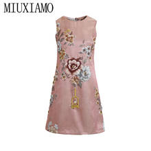 Miuximao-vestido de verão 2020, vestido feminino sem mangas, rosa, justo, flor, diamantes, acima do joelho, moda feminina 2024 - compre barato