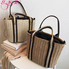 Gusure Big Bucket Straw Handbags for Women Summer Crossbody Bags Lady Travel Purses and Handbags Casual Shoulder Messenger Bag 2024 - buy cheap
