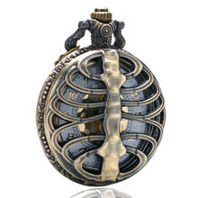 Retro skull spine hollow quartz pocket watch necklace pendant clock chain men's women's gift 2024 - buy cheap