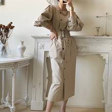 Autumn Spring New Women Single-Breasted Female Elegant Long Sleeve Dress With Belted  Loose Vestidos Clothes 2024 - buy cheap