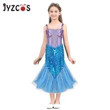 JYZCOS-vestido sin mangas de sirena para niñas, traje de princesa con lentejuelas brillantes, disfraz de sirena para Halloween, Cosplay, ropa de fiesta 2024 - compra barato