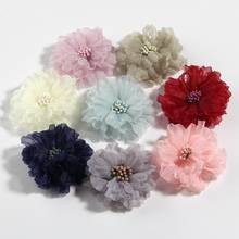120 pçs 5 cm 2 "moda meninas crianças flores de cabelo flor com fósforos para decoração casamento bouquet tecido flor para headbands 2024 - compre barato