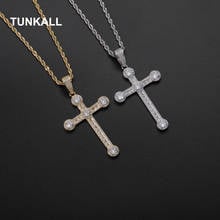 TUNKALL-Colgante de latón con Cruz ostentosa para hombre, Micro pavé con CZ, collar, joyería Hip Hop, CN368 2024 - compra barato