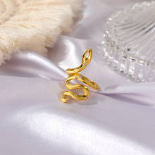 Anel de cobra curvada retrô simples para mulheres, anel com zircônia de cobre com abertura ajustável, joias de animais na moda, novo 2020 2024 - compre barato