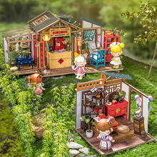 Casa de muñecas Retro de madera para niños, muebles en miniatura con Kits LED, juguetes de ensamblaje, regalo de Navidad 2024 - compra barato
