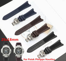 Pulseira de relógio com fecho dobrável, pulseira preta de silicone de borracha 25mm com fivela 2024 - compre barato