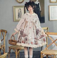 Vintage sweet lolita dress palace lace bowknot high waist cute printing victorian dress kawaii girl gothic lolita op loli cos 2024 - buy cheap