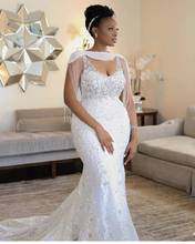 Vestido de boda de sirena con borlas envolventes, con cuentas de cristal, Apliques de encaje, Sexy, hecho a medida, de Sudáfrica 2024 - compra barato