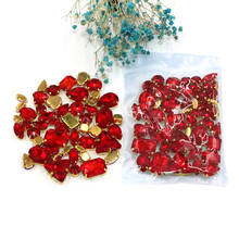 Clothing accessories mixed shape Red  glass crystal sewing rhinestones with gold base for dress/garment/shoes 2024 - buy cheap