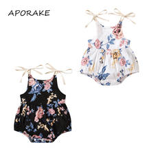2021 0-24M Infant Baby Girl Sweet Summer Rompr Sleeveless Floral Print Ruffle Tutu Pleated Playsuit Dress 2 Colors 2024 - buy cheap