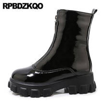 Botines militares con cremallera frontal para mujer, botas de plataforma gruesa, talla grande 12 44 Plus 11, 13 45 2024 - compra barato