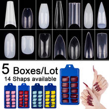 5 Boxes/Pack Fake Nail Long Ballerina Coffin Square Almond Full Cover French Acrylic False Nail Tips 10 Sizes Color Nail Tips 2024 - buy cheap