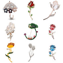 Vintage Flower Rose Tulip Bell Orchid Rhinestone Pins And Brooches For Women Collar Lapel Pins Badge Brooch Jewelry Female 2024 - buy cheap
