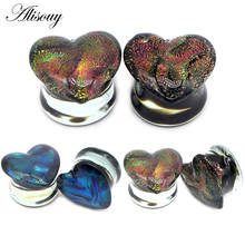 Alisouy 2PCS Love Heart Shaped Glass Ear Plugs Tunnel Flesh Ear Strechers Expander Fashion Body Piercing Jewelry For Women Men 2024 - buy cheap