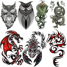 Tatuaje temporal de Dragon King para hombres y mujeres, tatuajes de escorpión de fuego grande, serpiente verde, búho negro geométrico, tatuaje falso, brazo de mano 2024 - compra barato