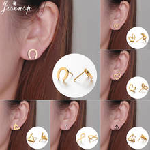 Jisensp Women Trendy U Shape Design Stud Earring Simple Creative Irregular Geometric Stainless Steel Earrings Fashion Jewelry 2024 - buy cheap