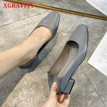 XGRAVITY New Retro Square Toe Short Heel Shoe Elegant Fashion Ladies Chunky Heel Pumps Women Shoes Comfortable Female Shoes A250 2024 - buy cheap