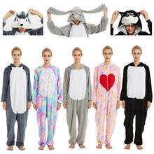 Pajamas For Women Unicorn Stitch Kigurumi Flannel Cute Animal Pajamas Sets Winter Sleepwear unicornio Nightie Pyjamas Home wear 2024 - buy cheap