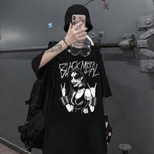 Goth dark summer tee shirts Short sleeve Black Metal Rock Grunge women clothing oversized tops clothes femme y2k t-shirt Блузки 2024 - buy cheap