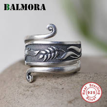 Anéis de prata esterlina 100% real para mulheres balmora, anel ajustável com folhas e flores, prata esterlina 925, joia para presente de dia dos namorados 2024 - compre barato