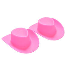 1 pçs mini cowboy boneca chapéu para crianças brinquedos presentes moda cor rosa chapéu para bonecas acessórios 2024 - compre barato