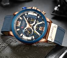 Curren relógio de pulso de couro masculino, relógio fashion casual de marca de luxo militar de couro analógico quartzo relógio masculino 2024 - compre barato